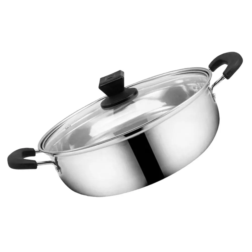 

Large Stainless Steel Hot Pot with Double Handles High Capacity Cookware for Multiple Servings Thickened Pot Even Heating