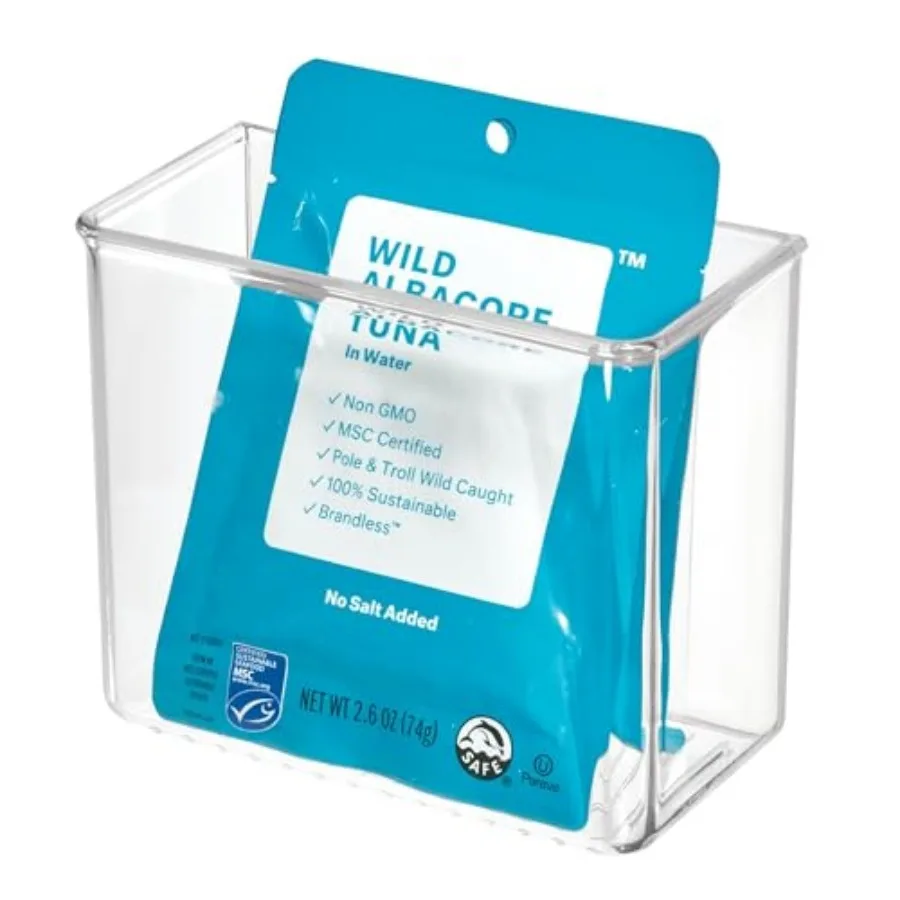 

Adhesive Organizer Bin - Damage-Free Hanging for Kitchen, Bathroom, or Office - Clear