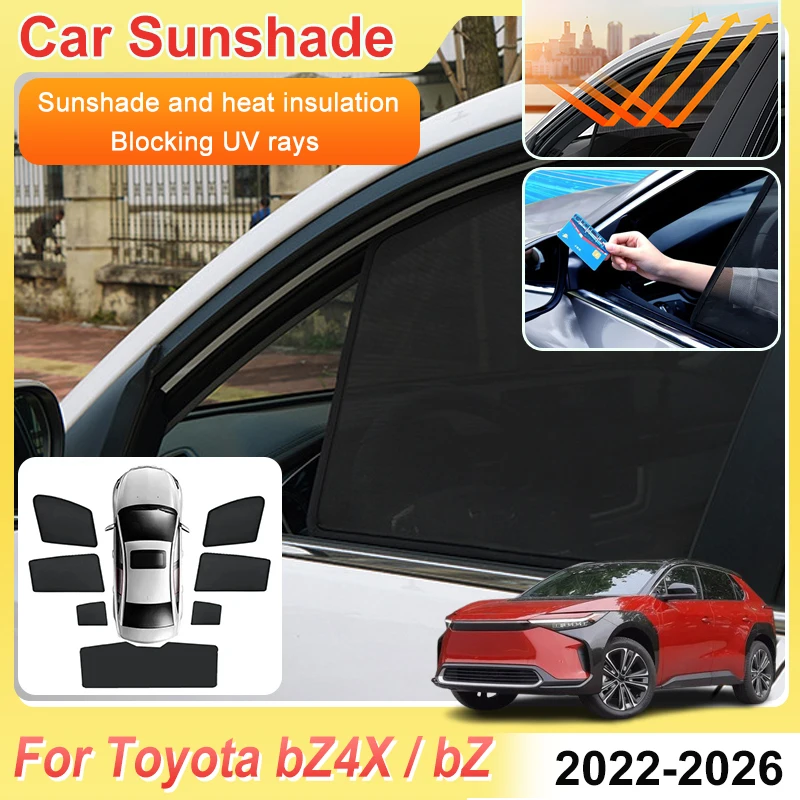 

For Toyota bZ4X bZ EA10 Accessories 2025 2022~2026 Magnetic Mesh Sunshade UV Sunscreen Car Window Windshield Sun Shade Auto Part