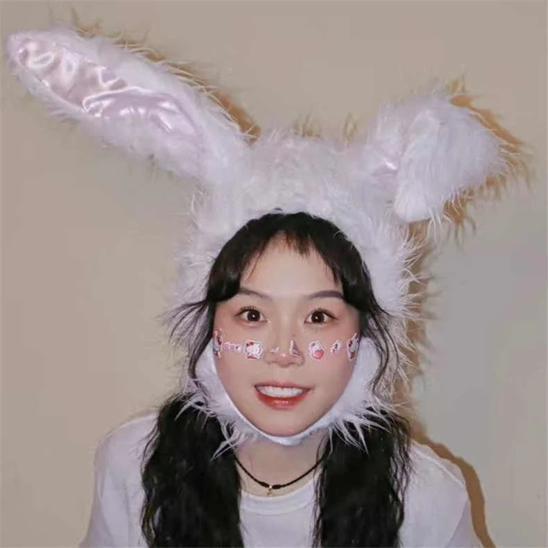 Sweet Cute Beanies Hat Women Plush Rabbit Long Ear Hat Girls Cover Cosplay Costume Bunny Cute Hats Women Performance Hat