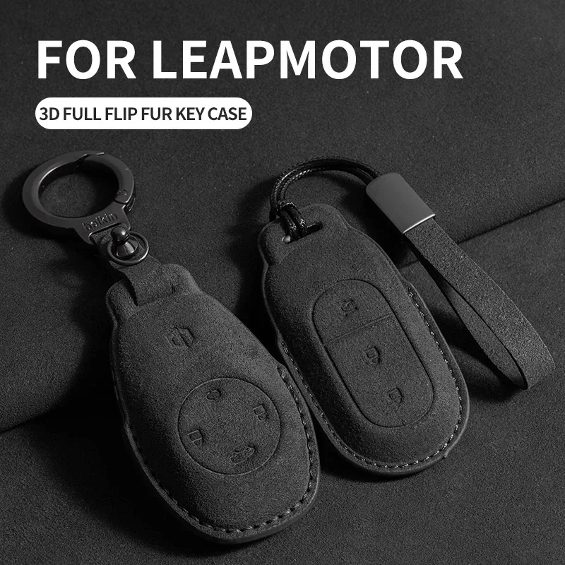 

Car Key Case For Leapmotor To3 C11 S01 C01 Suede Car Keychain For Leapmotor