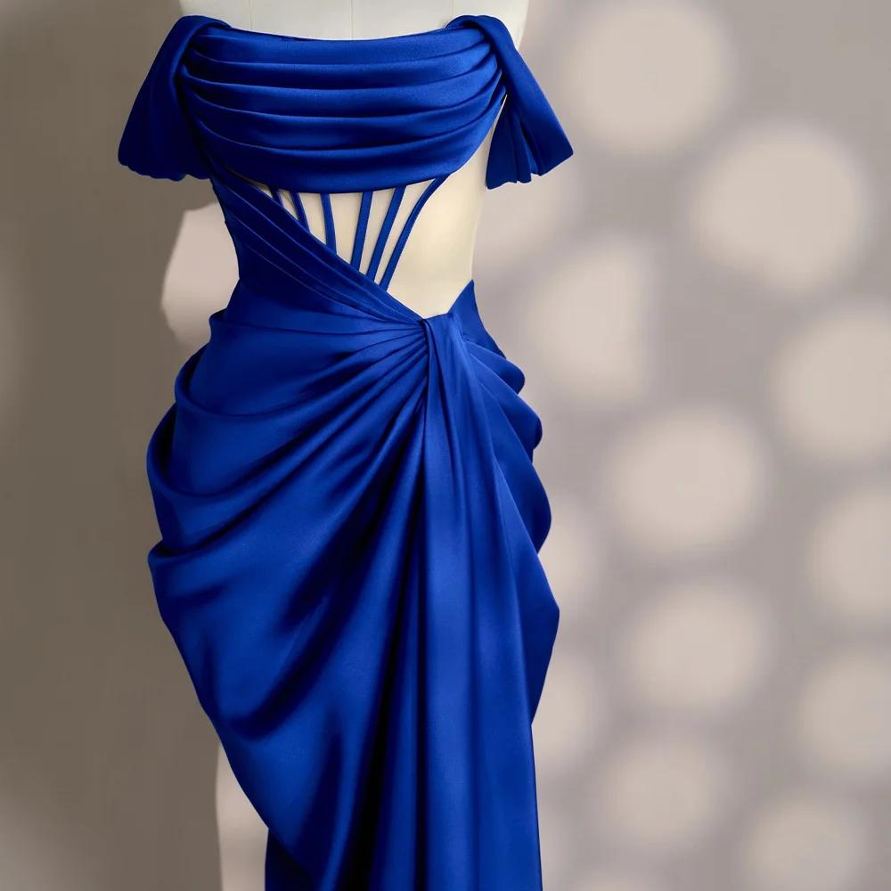 

Customized Sexy Satin Off the Shoulder Evening Dress Delicate Boat Neck Sleeveless Bespoke Occasion Gowns Saudi Arabia 2025