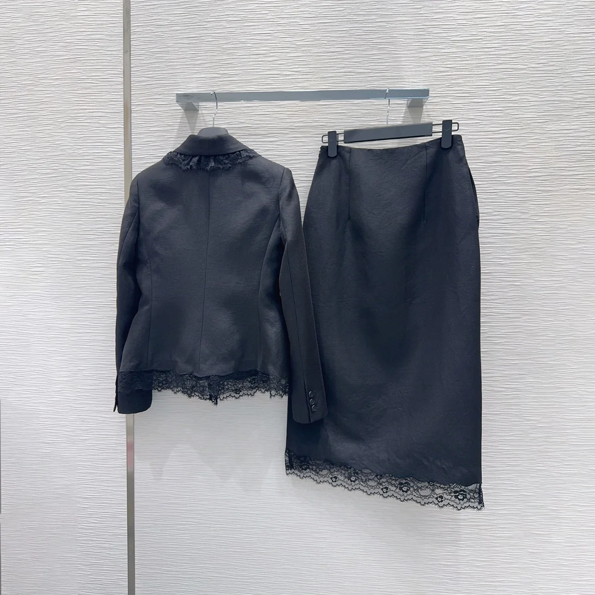 2026 high-quality new women's black lace patchwork suit half skirt two-piece set--hb731
