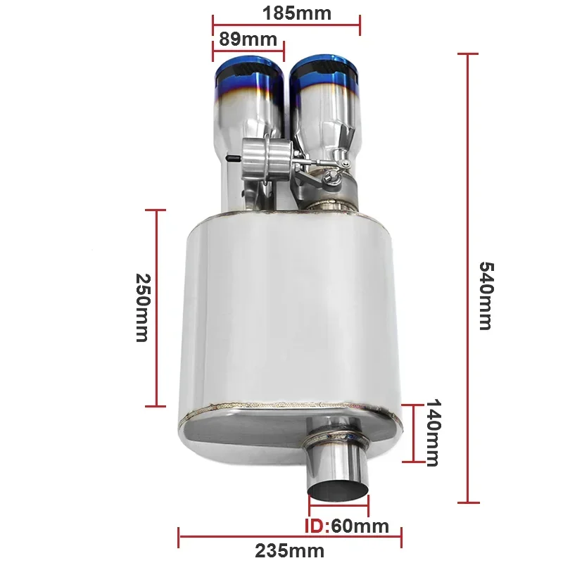 Car Universal 2.5/3 Inch 63/76mm Valved Muffler Vacuum with Exhaust Tip Remote Control REMUS Exhaust Pipe Valvetronic