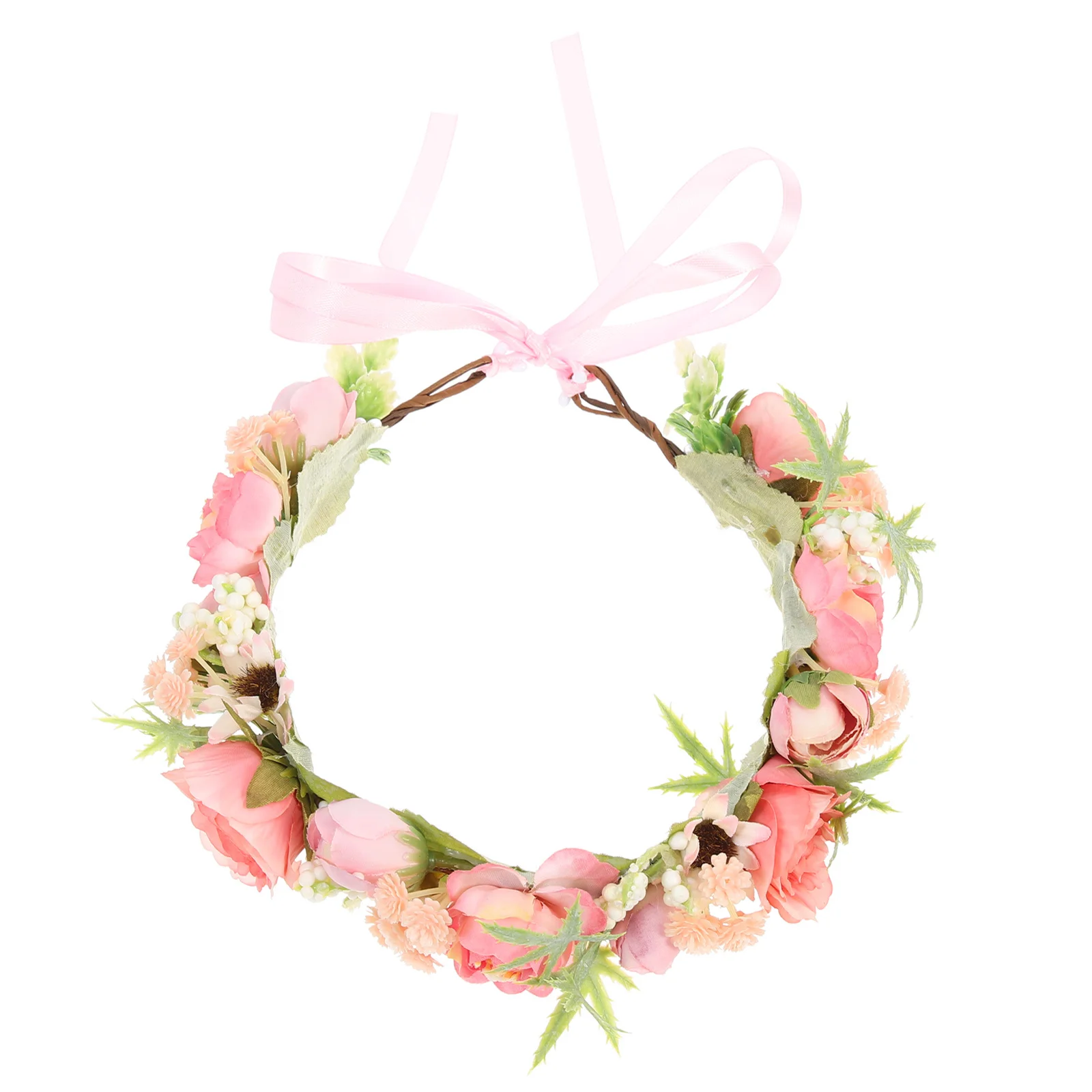 

Искусственный цветочный венок для девочек, головной убор, регулируемая повязка на голову для фотографии, свадебной вечеринки, цветочная корона, искусственный венок, корона