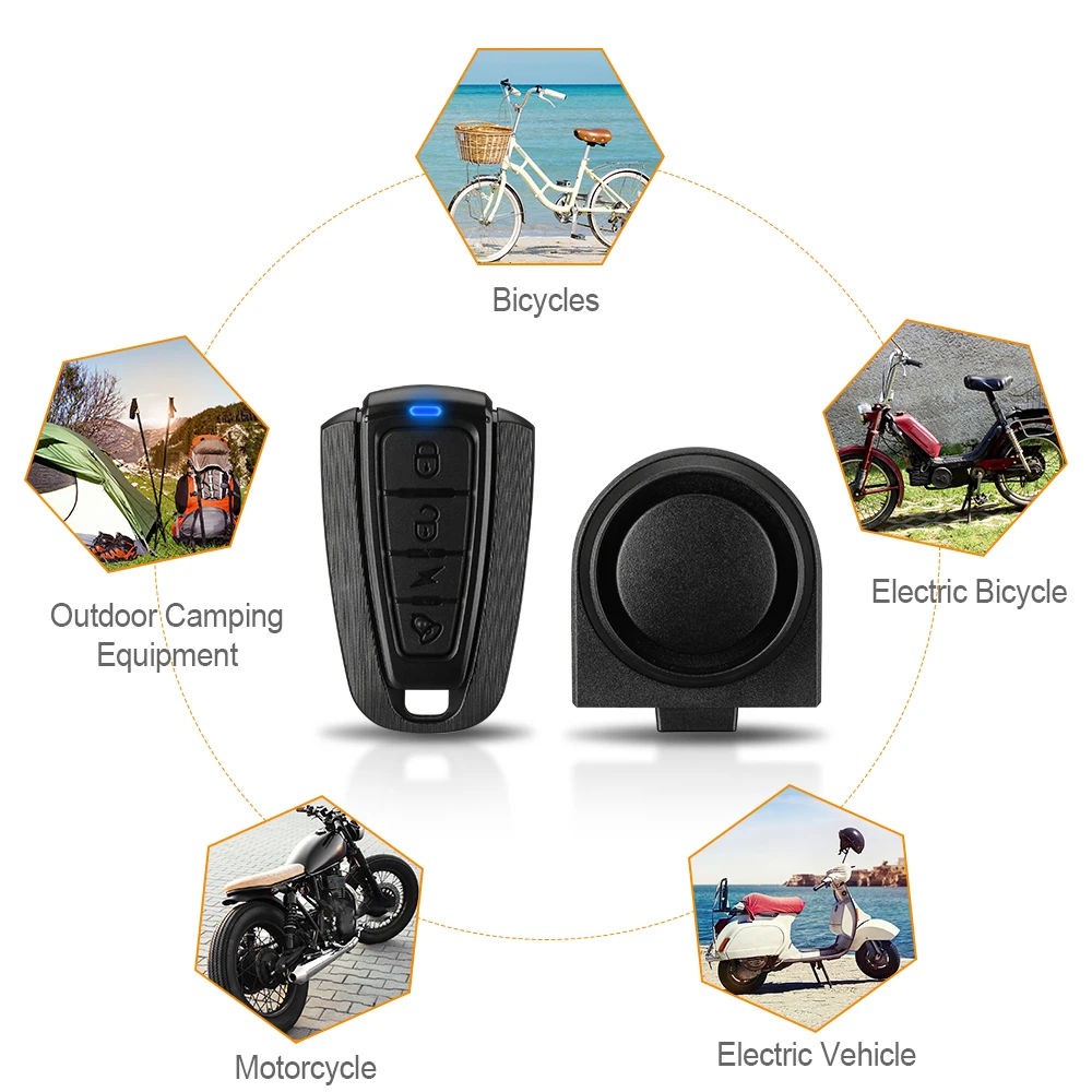 Wsdcam Bike Vibration Alarm Wireless Motorcycle Alarm USB Charge Security Vibration Warning Alarm System Bike Anti Lost Reminder