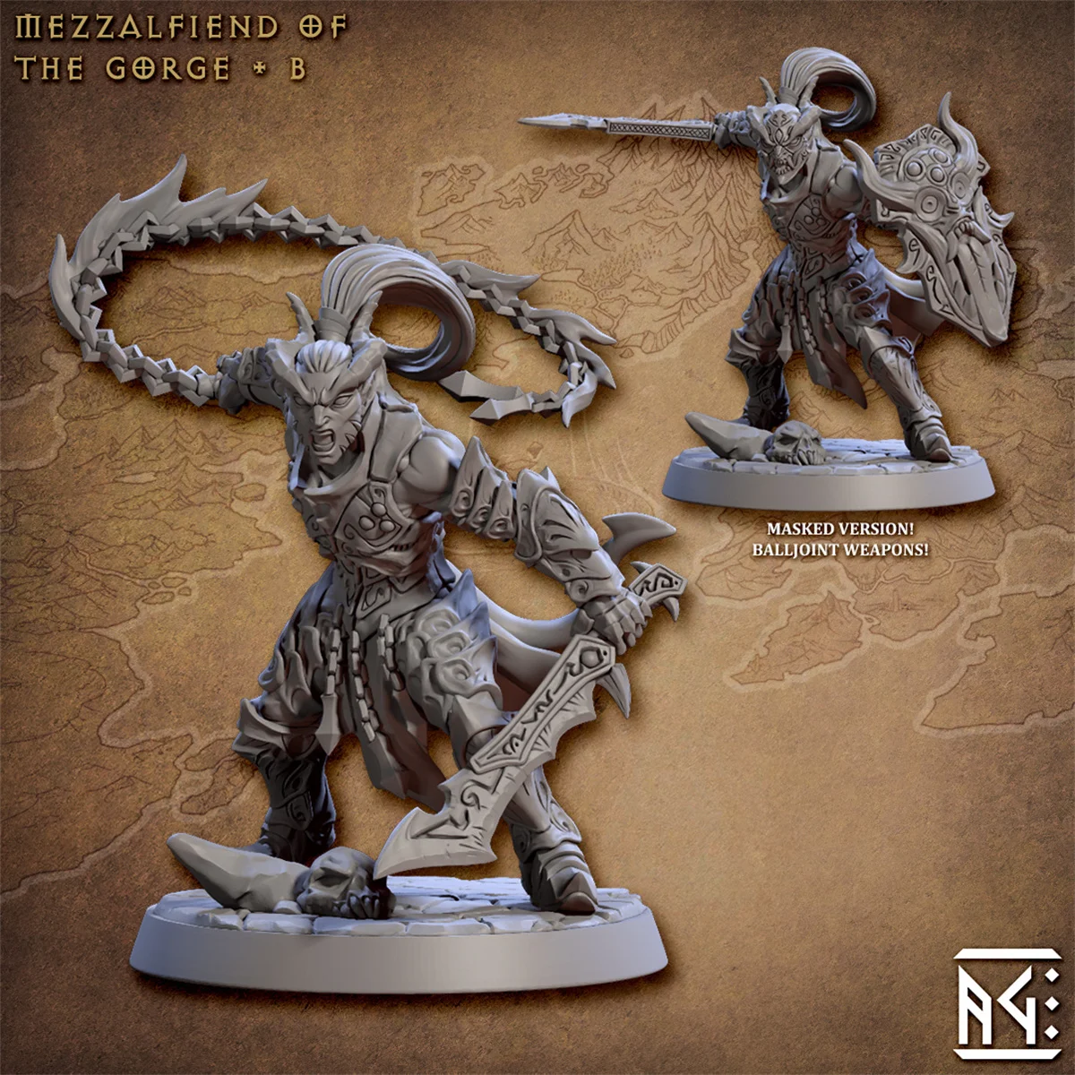 Modelos microscópicos de impresión 3D [Descendants Demon], modelo de medio demonio Amon Astalos Mephisto Lilith DND