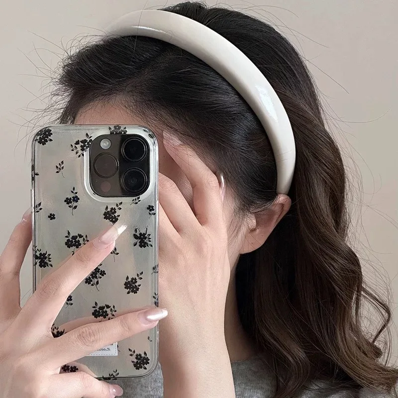 Retro Red Leather Sponge Headband for Woman Fashion Temperament Hair Hoop Wash Face Hair Band Female Party Hair Accessories Gift