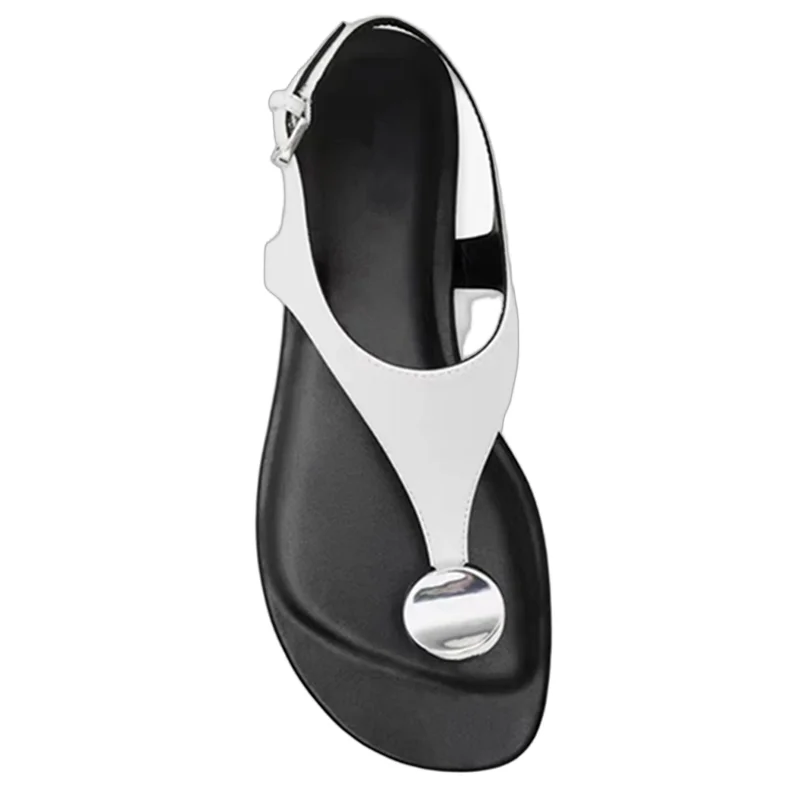 Withered Summer Shoes Minimalist Mesh Leather Stitching Flat Sandals French Country Vacation Elegant Roman Sandals Women