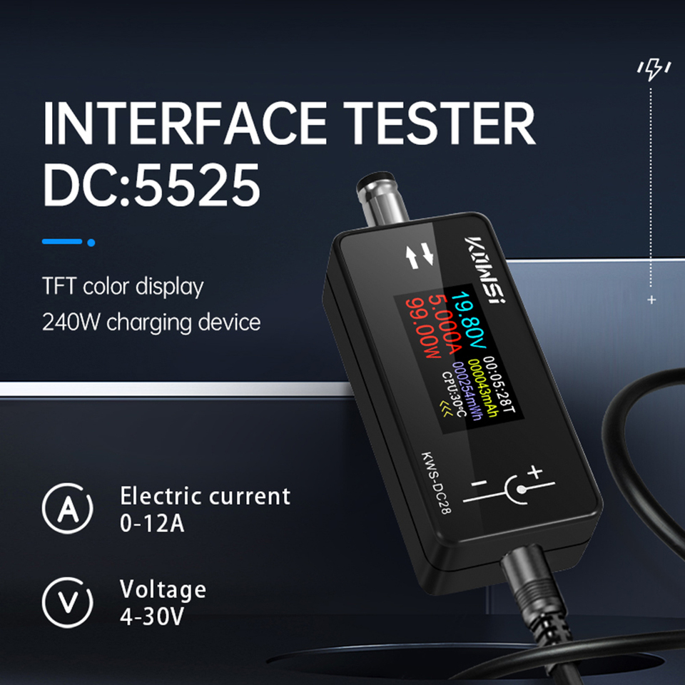  KWS-DC28 Interface Tester DC4~30V 12A Voltmeter Ammeter Power Meter 0.96 inch TFT colour screen 