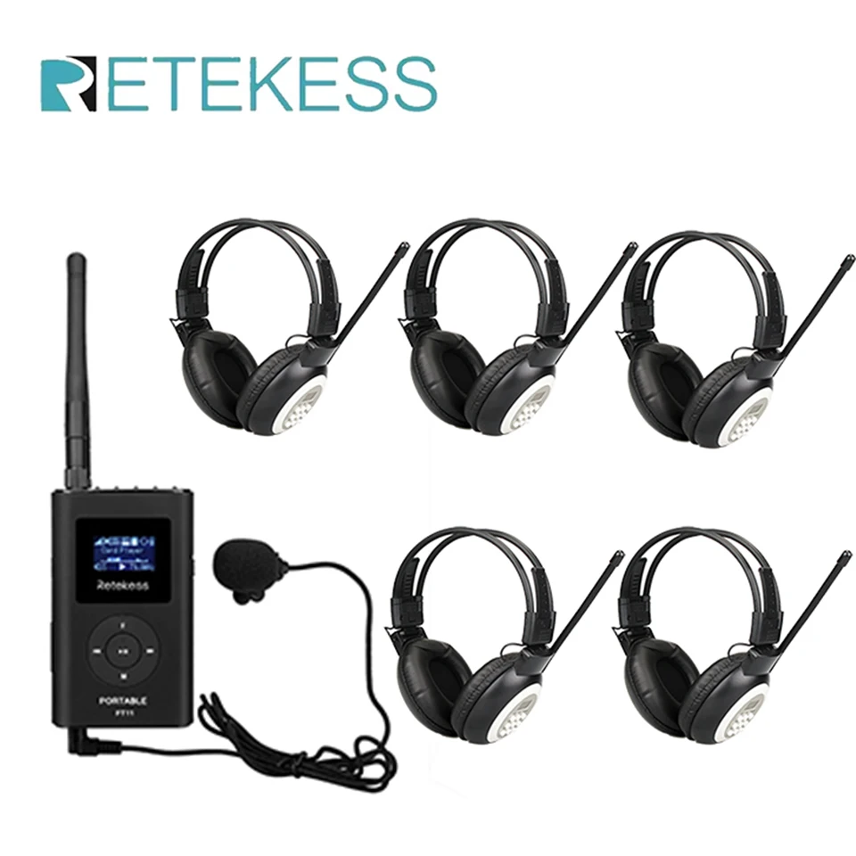 Retekess-transmisor FM para reuniones, sistema de guía de viaje de Iglesia, 0,3 W, FT11 + 5 unidades, TR101, MP3