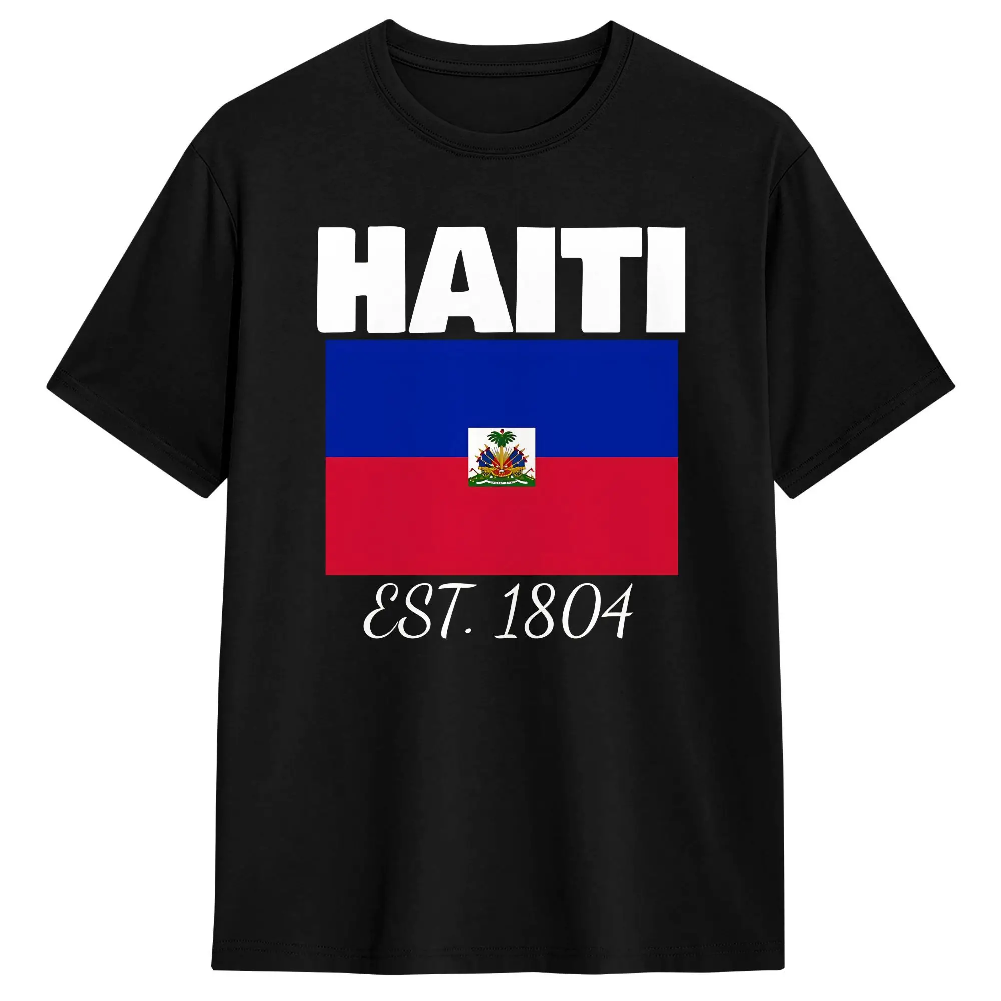 Men's T-Shirts Haiti EST. 1804 Haitian Flag Funny Pure Cotton Tees Short Sleeve  T Shirt Crew Neck Clothes Birthday Gift
