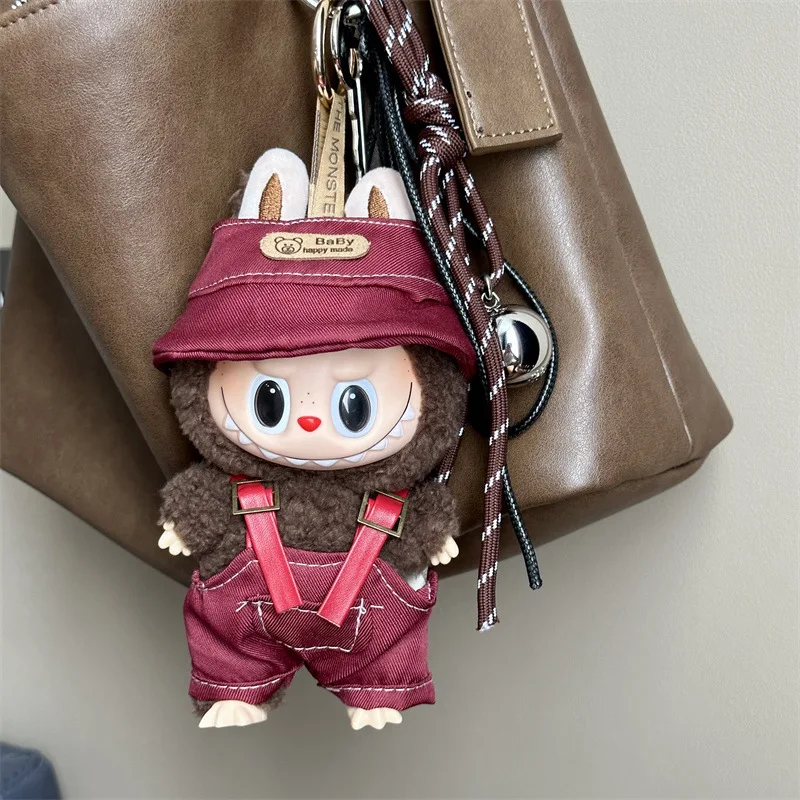 

Модный комплект рабочих брюк для ковбойского комбинезона Labubu, рыбацкая шляпа в корейском стиле для кукол Labubu V1 V2, одежда, аксессуары для одежды