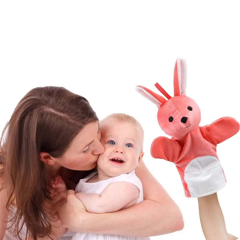 Marioneta de mano de dibujos animados para padres e hijos, marioneta de dedo de perro de peluche, muñeco de pingüino conejo, juguetes para chico