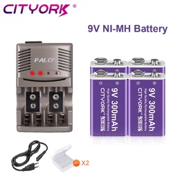 9V NIMH Rechargeable Battery 6F22 9V Batteries for Electric Guitar, Microphone, Multimeter, Metal Detector With 1.2V AA/AAA 9V N