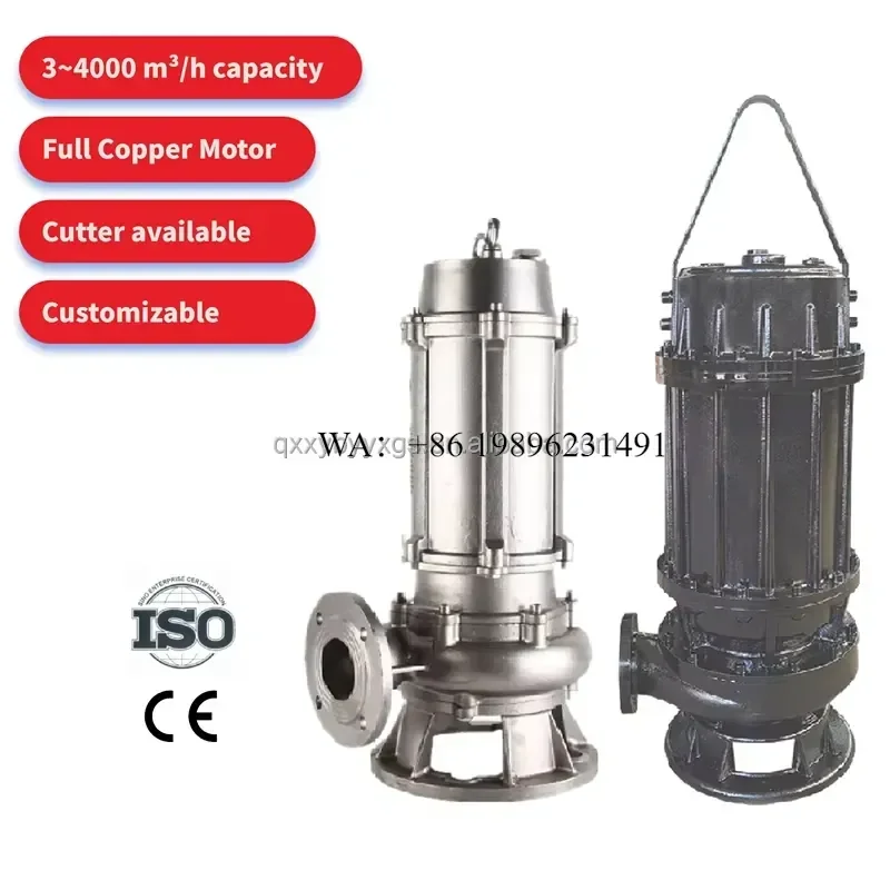 Wmwmnu Stainless Steel Centrifugal Industrial Vertical Low Pressure 10 Bar Continuous Use Submersible Sewage Dirty Water Pump