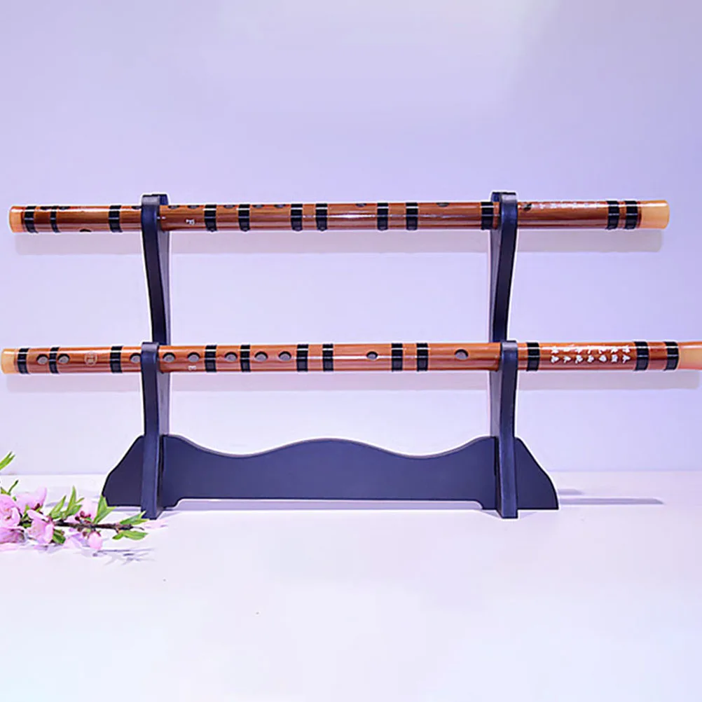 

Two Tier Wooden Flute Stand for Swords Display and Storage Desktop Holder Rack Sword Collection Organizer Great Gift