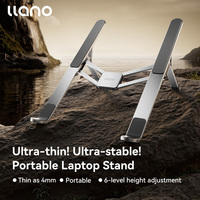 llano Foldable Aluminum Alloy Laptop and Tablet Stand with 6-Level Height Adjustment  Ergonomic Laptop Holder
