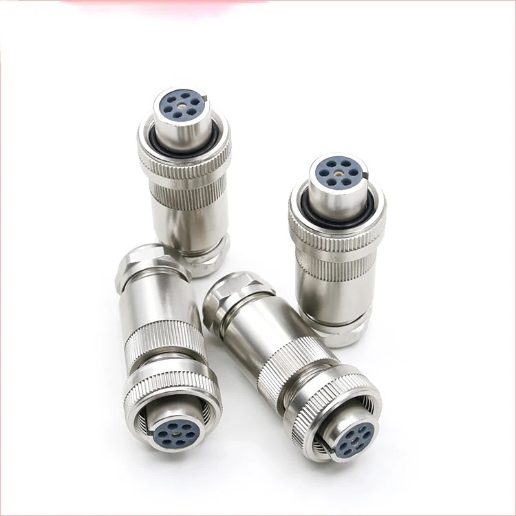 Proportional value female 7pin Metal  straight solder plug connector 6+PE DIN EN 175 201-804