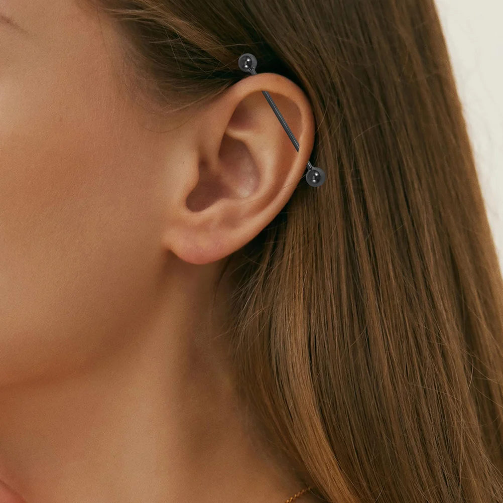 

2pcs Long Cartilage Barbells Stainless Steel Ear Piercing Earrings Body Jewelry for Women Electroplated Colorful Industrial