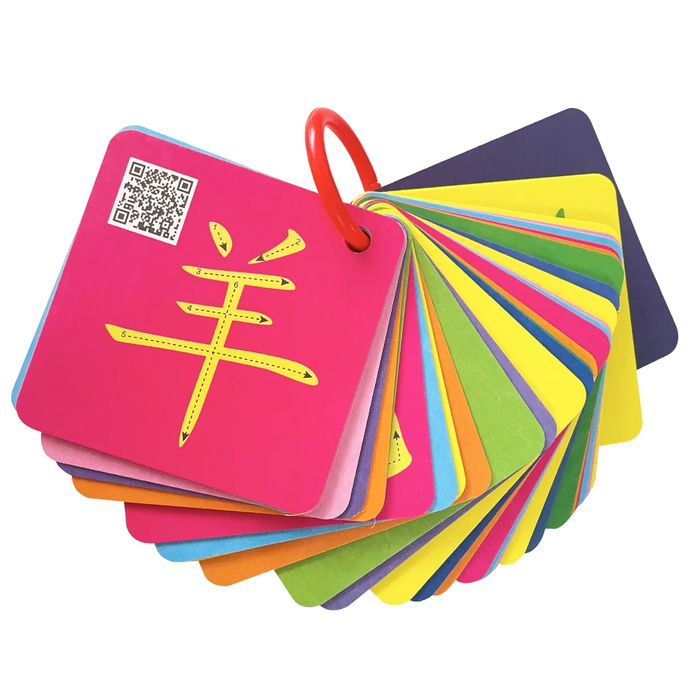 

English Characters Cards Chinese Learning Flashcards Writing Stroke Order and Pinyin for Children Kids Gifts Montessori Toys