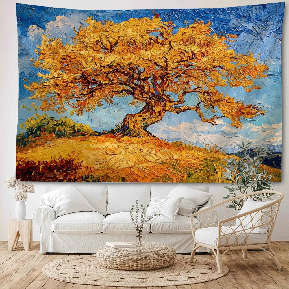 Appreciation of World Famous Paintings: Van Gogh's Works, Farmers' Harvest Scenery, Character Decoration, Tapestry, Home Decorat