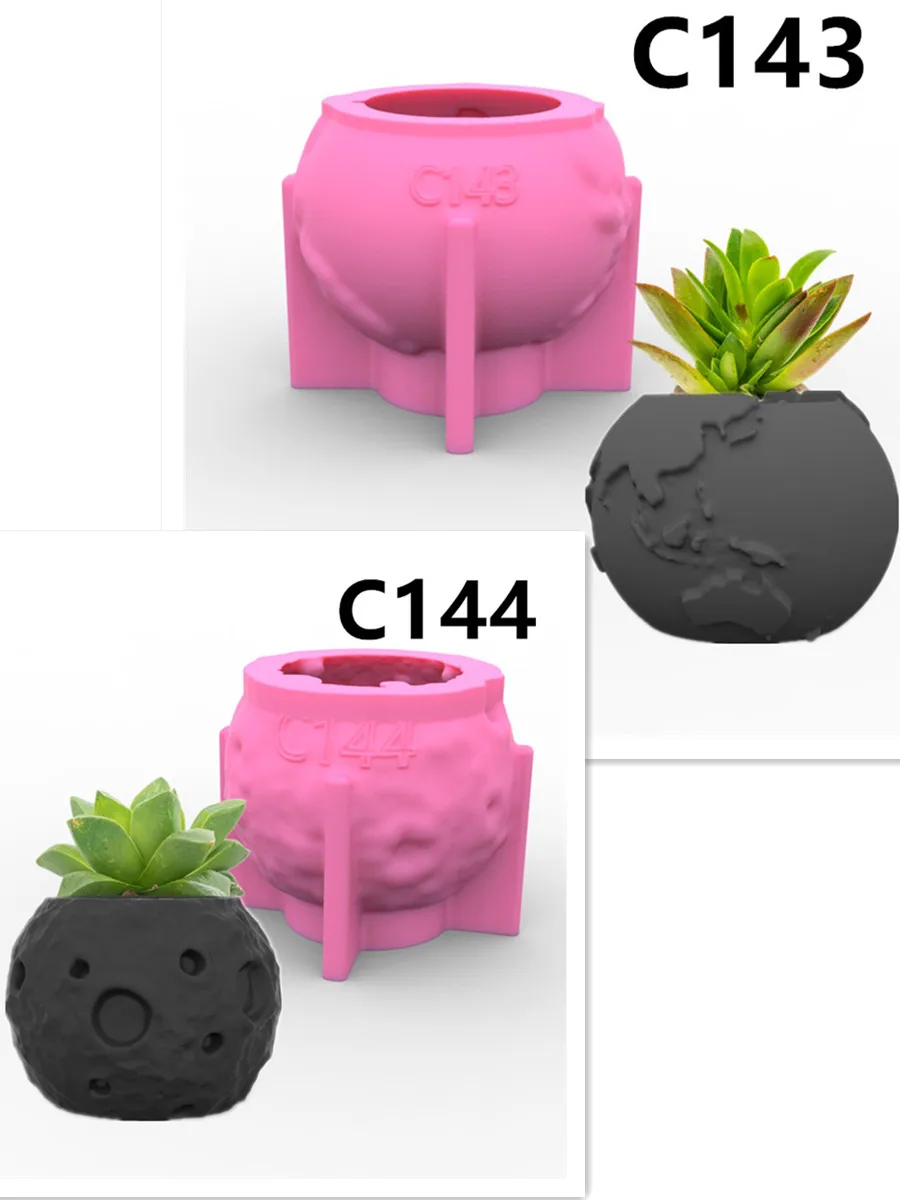 

Silicone Mold Elegant Moon Earth Shape Flower Pot Succulent Pen Holder DIY Making Resin Concrete Vase Cactus Silicone Mold Home