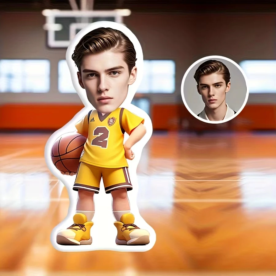 Custom Personalized Basketball Figure Pillow Custom Photo Print Soft Plush Decorative Throw Cushion
