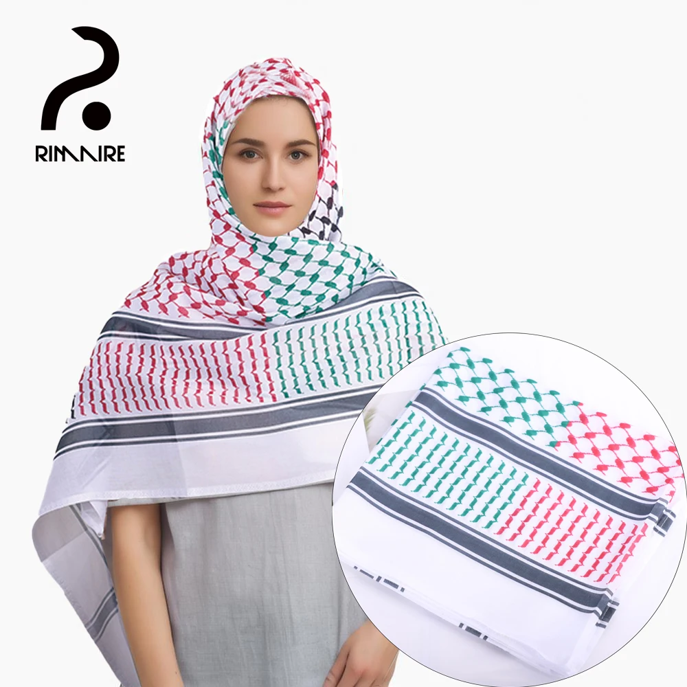 RIMAIRE 2024 New Palestine Color Muslim Hijab Knitted Hijabs for Women 135*135cm Big Size Square Scarf multifunctional Headscarf