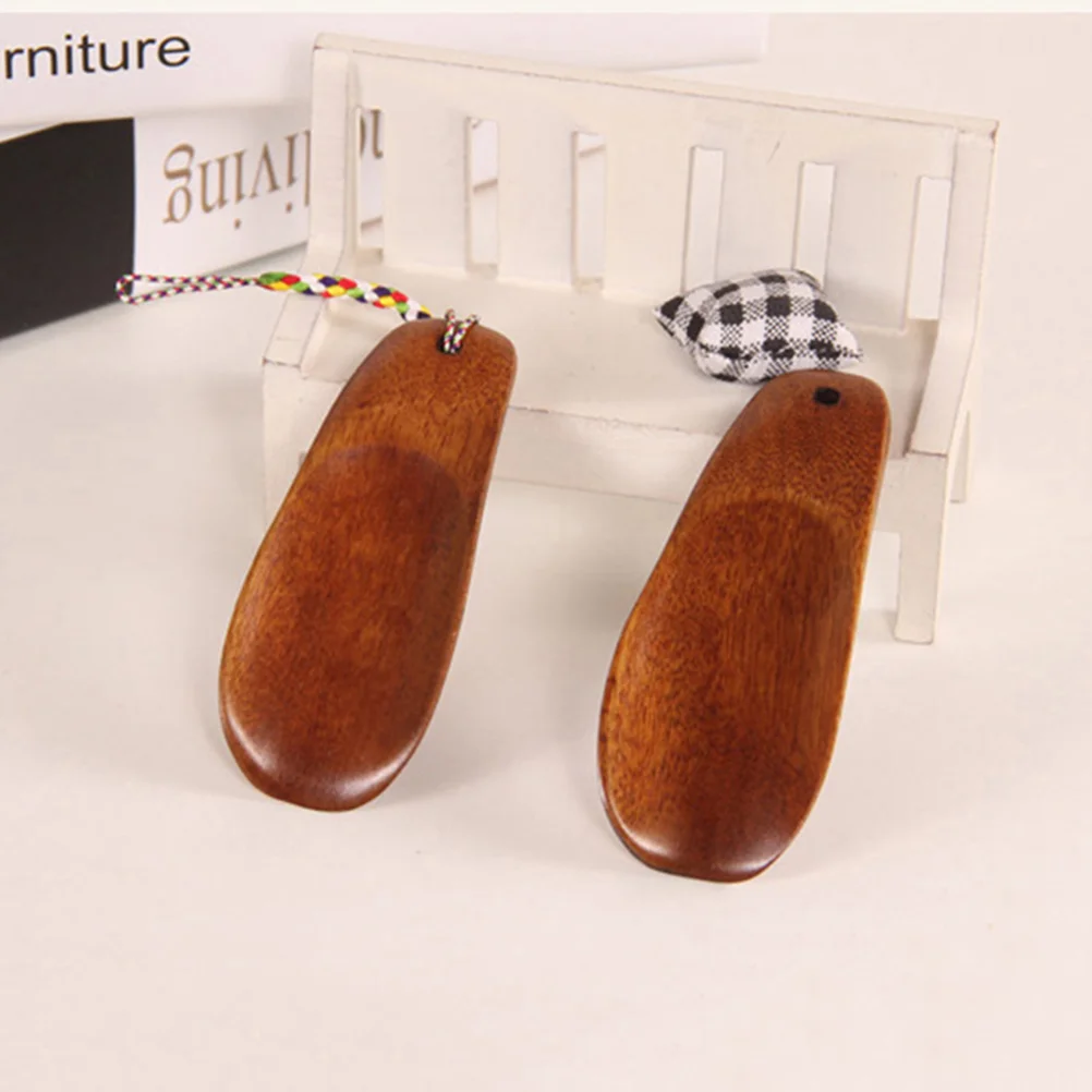 Natural Wooden Shoe Horn with Hanging Strap Spoon Shoes Horn for Men Women Kids smooth shoe horn shoe horn for travel