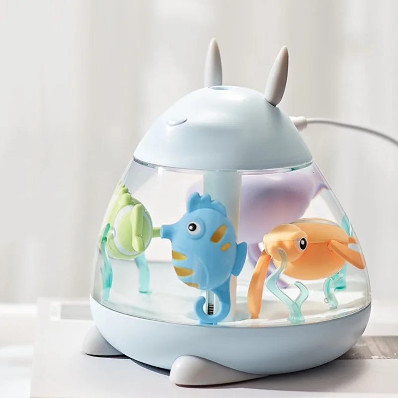 Desk Humidifier Silent USB Powered Decorative Marine Animals Design Small Humidifier For Bedroom Office Blue One Size