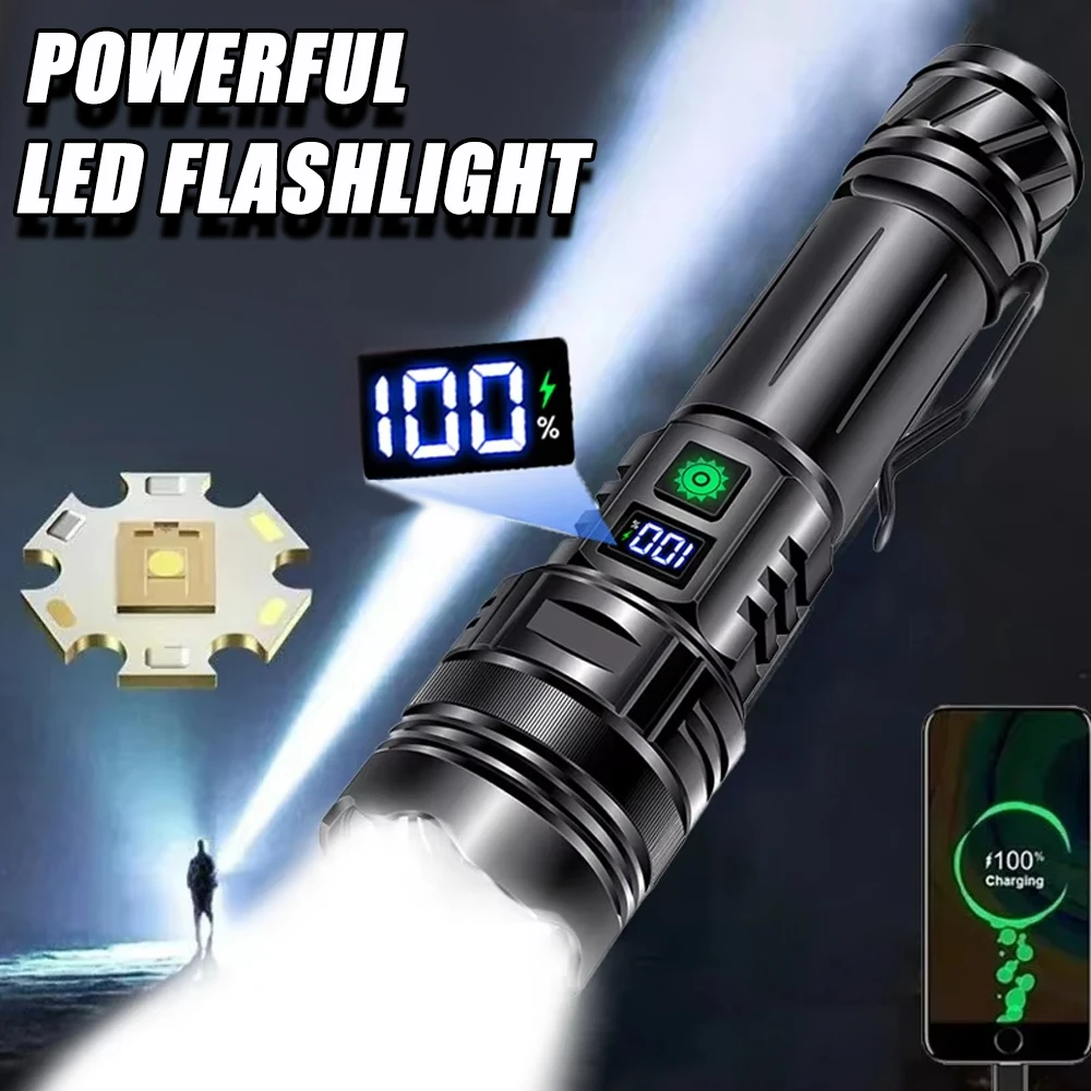 

Ultra-high power flashlight, strong light LEDflashlight USB rechargeable long-distance tactical torch outdoor super bright flash