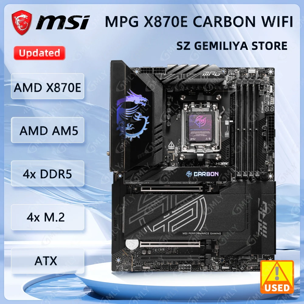 

Материнская плата MSI MPG X870E CARBON WIFI AMD X870E Socket AM5 DDR5 256 ГБ 4xM.2 с поддержкой процессора Ryzen 9 7950 Ryzen 7 7700 Ryzen 5 7600