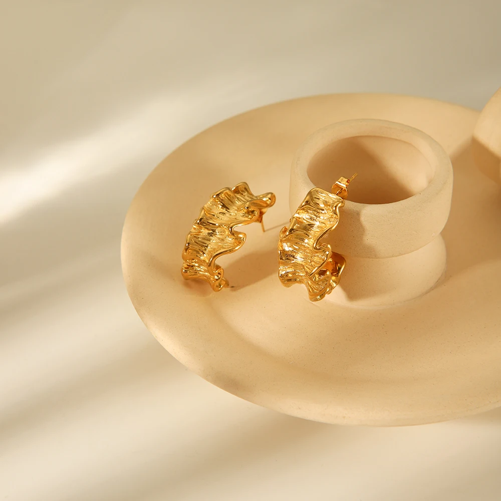 

Ladies Fashion Irregular Design Personalized Earrings Geometric Stainless Steel Earrings Gold Plated Waterproof Jewelry Gifts