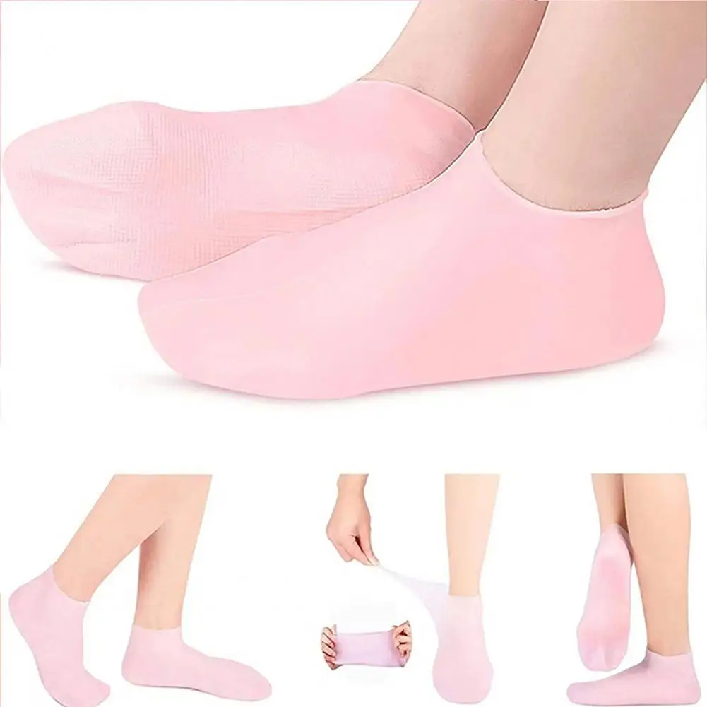 

1 Pair Silicone Moisturizing Socks Reusable Soft Skin Foot Spa Pedicure Socks for Dry Cracked Feet Silicone Foot Care Socks