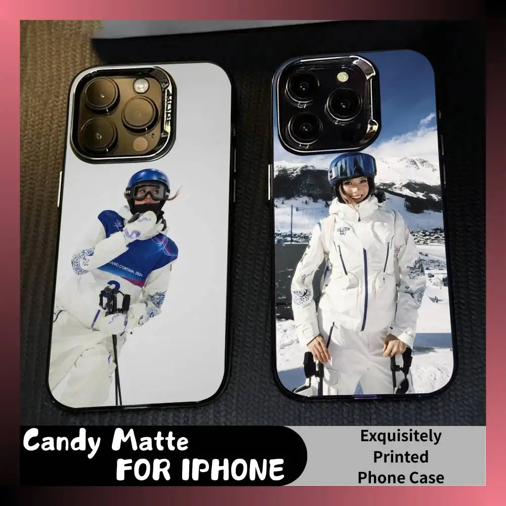 

Snow Princess Eileen Gu Phone Case For iPhone 16 17 15 14 12 13 Pro Max Black Candy Matte Shockproof Cover