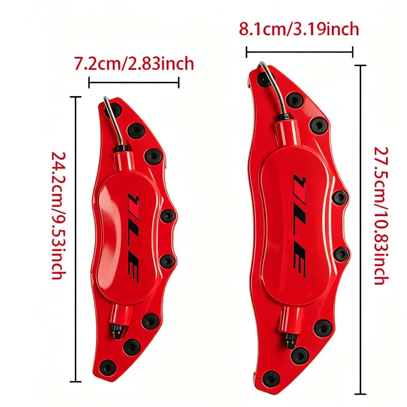 4 Pcs Aluminum AlloyCar Wheel Brake Caliper Covers With 1LE Red Logo Fixing By Glue (Come Without Glue) 9 Colors Size L & Size M