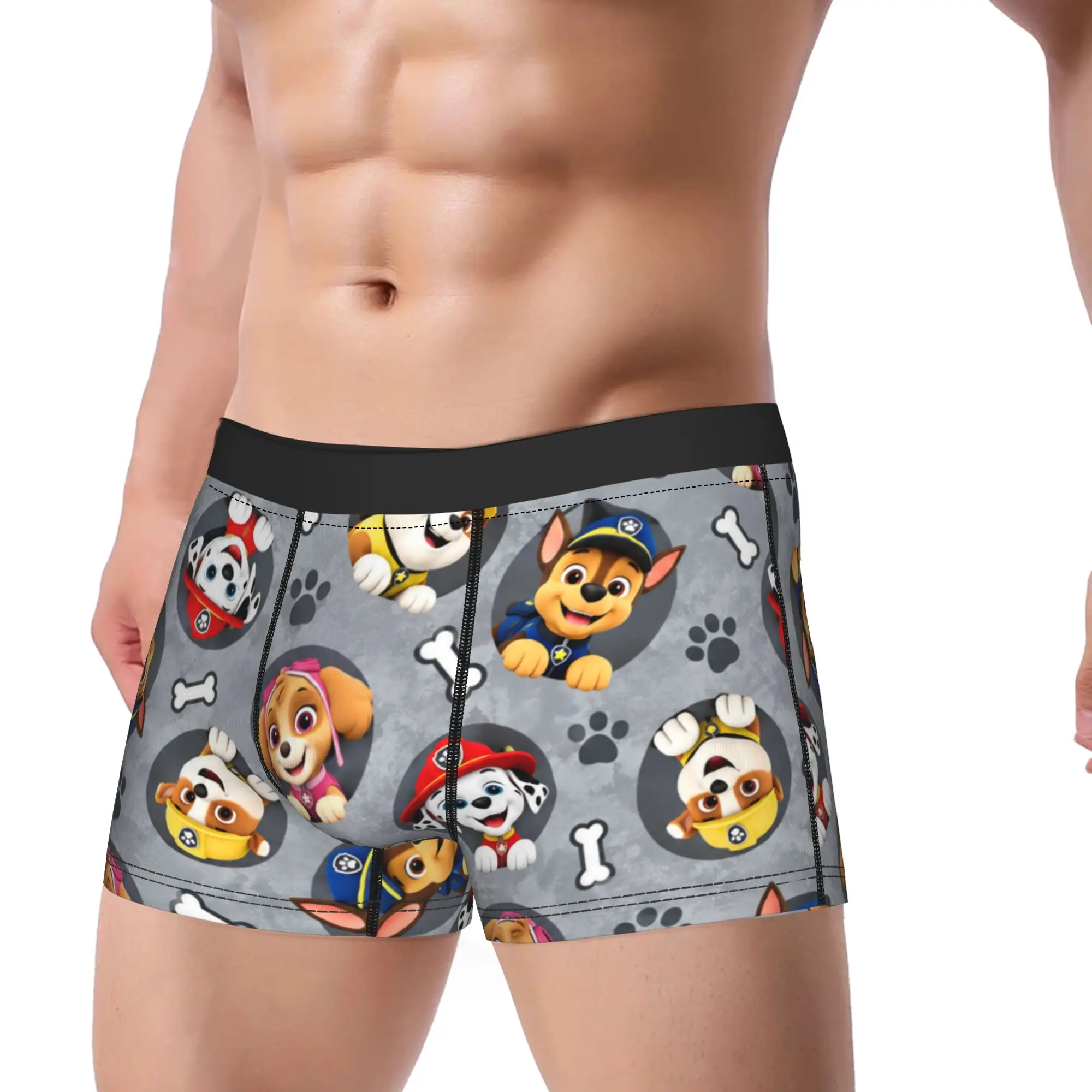 Paw Dogs Grey Bone Puppy Portrait Boxershorts  Pouch Underwear Trenky Customs Boxer Brief Comfortable Men Underpants Big Size
