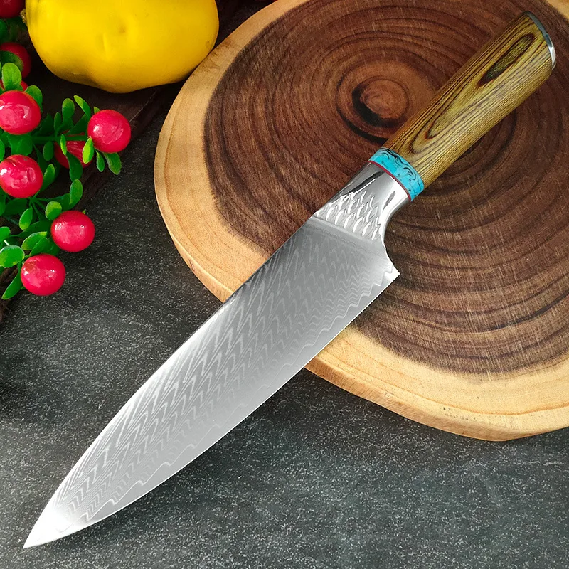 Chef Knife 67 Layers Damascus Steel Blade Wood Handle Slicing Sushi Vegetables Cleaver Sashimi Meat Kitchen Knives Cooking Tools