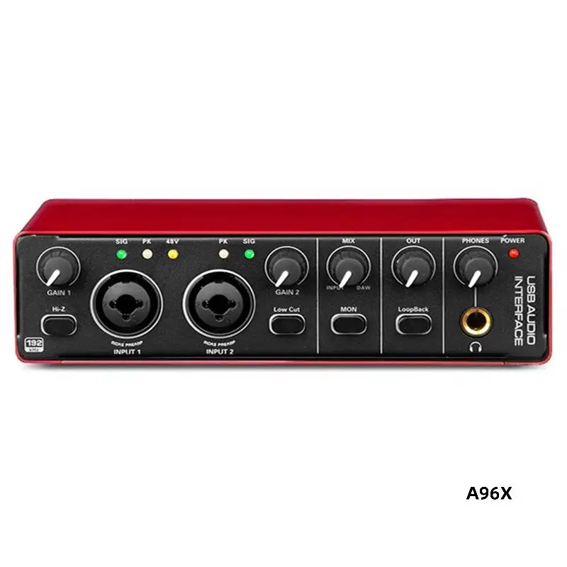 Recording Sound Card Real-Time Ear Monitoring AD Converter For Electric Guitar Microphone Studio Red