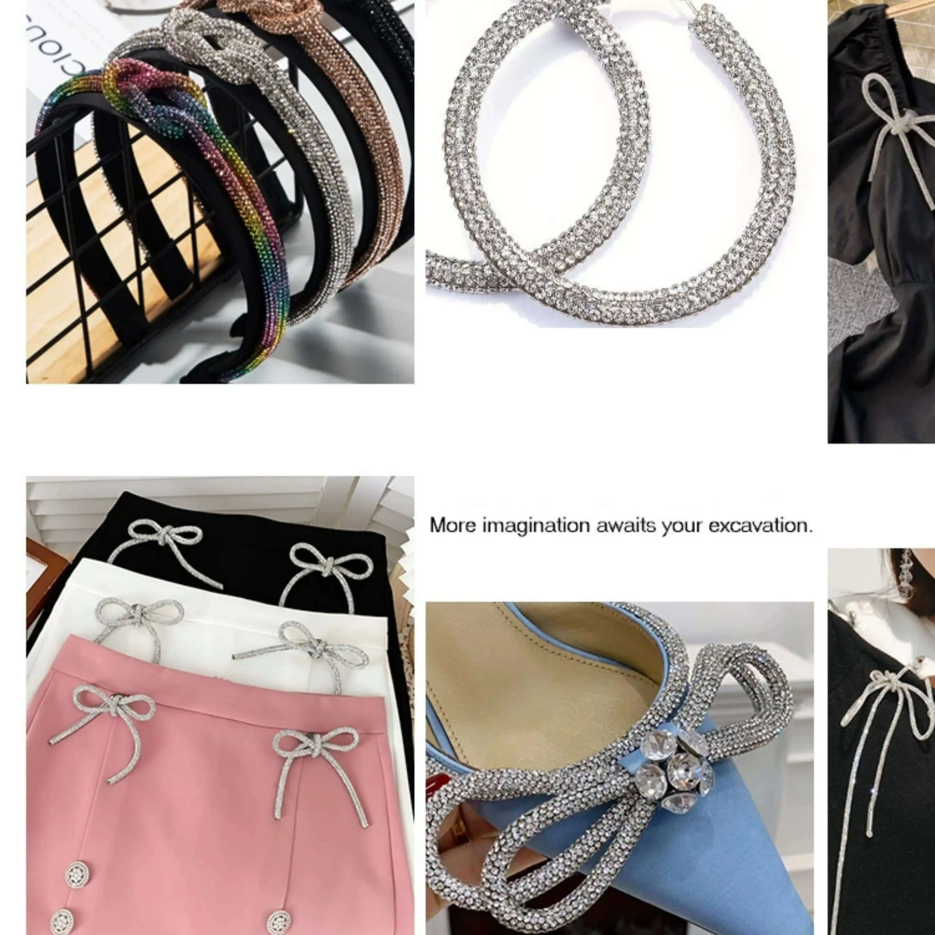 1 Yard Rhinestone Rope Trimming Cotton Mesh Claw Diamond Belt Crystal Cord Diy For Garment String Shoes Bags Luggage Accessories