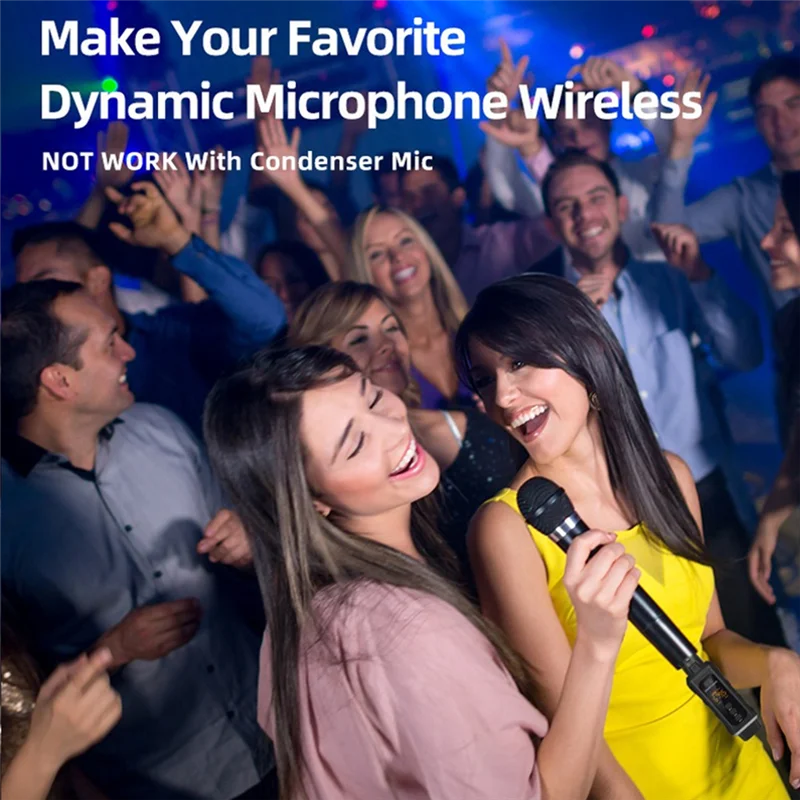 ELECT-UHF XLR Adapter System Wireless Microphone Transmitter Receiver System For Dynamic Microphone Guitar Audio Mixer