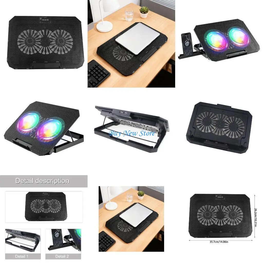 

20CE Охлаждающая подставка для ноутбука с регулируемой высотой, двойной тихий вентилятор, встроенная док-станция для телефона,