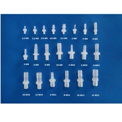 Plastic Pipe Fitting Pagoda Barb to M5/6/8/10/12/14/16 Male Thread Coupling Straight Fish Tank PP Hose Connector