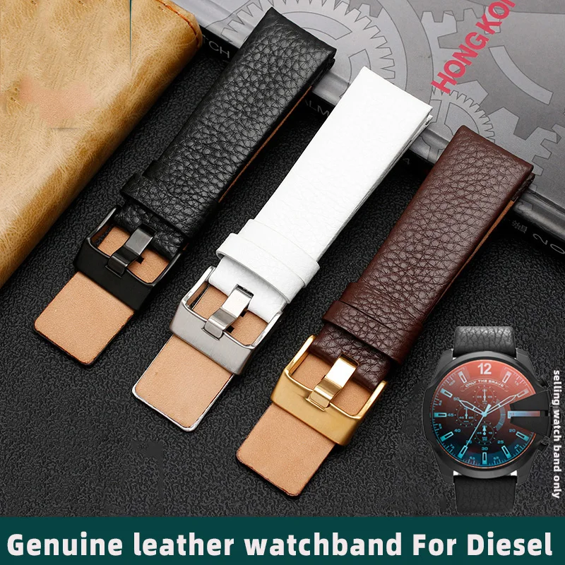 22 24 26 28 30mm Genuine Leather Watchband Watch Belt For Diesel Strap DZ1657 DZ1405 DZ1206 DZ4323 DZ7313 7257 Male Black Brown