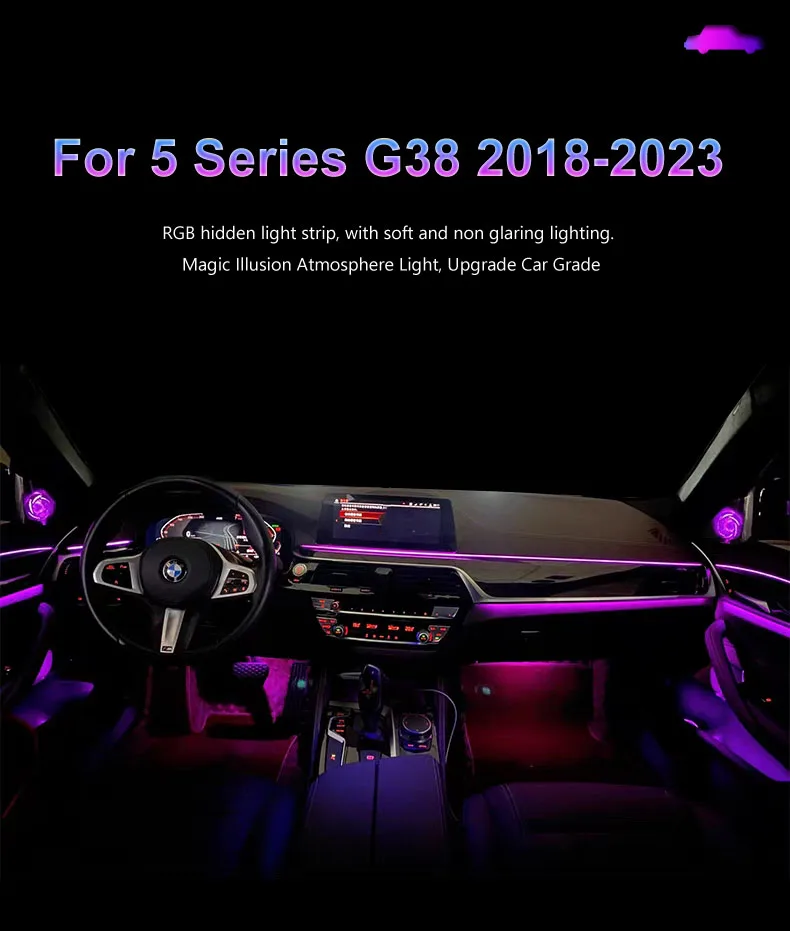 Ouchuangbo LED Ambient Light For 5 Series G38 G30 2018-2023 Atmosphere Lamp Ambiental Backlight Kit Interio Environmental