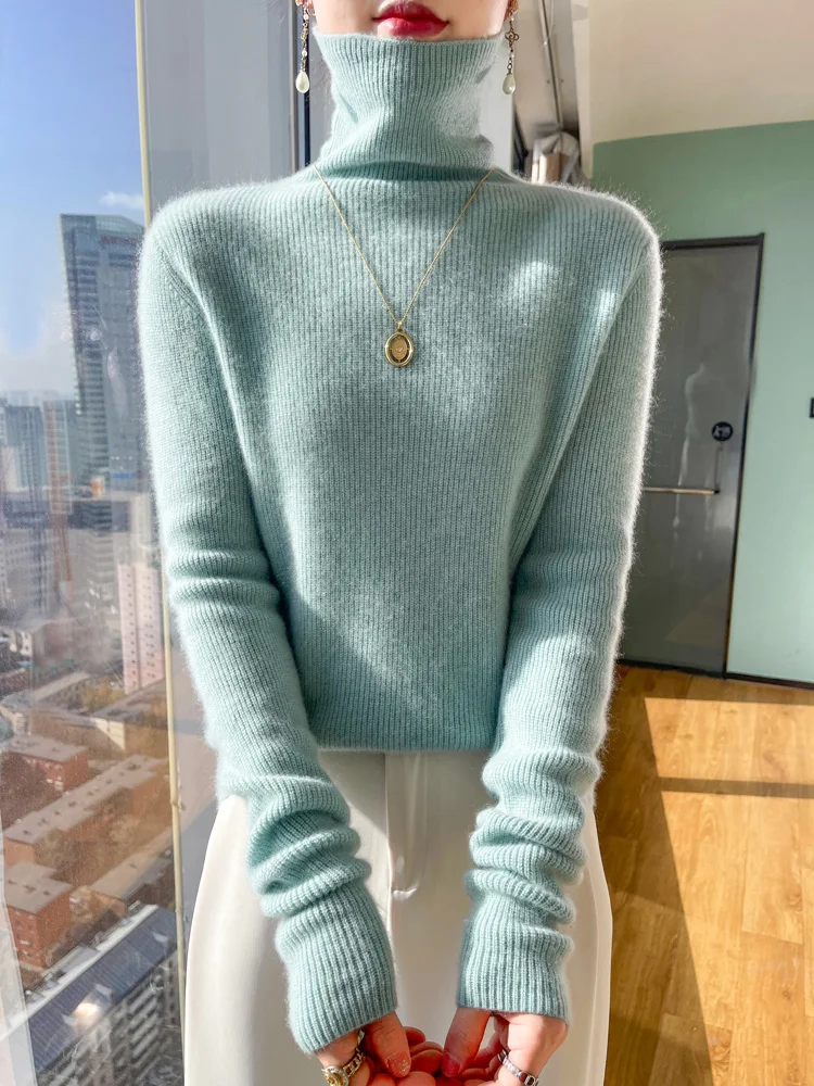 High Quality Women's Turtleneck Sweater For Winter 100% Merino Wool Soft Warm Basic Pullover Knitwear Female Clothes Fashion Top