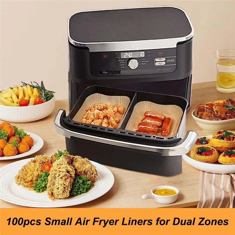 FGGS-150PCS بطانات مقلاة الهواء للاستعمال مرة واحدة، بطانات لسلة المقلاة الهوائية، بطانات ورق البرشمان للمقلاة الهوائية للنينجا المزدوجة