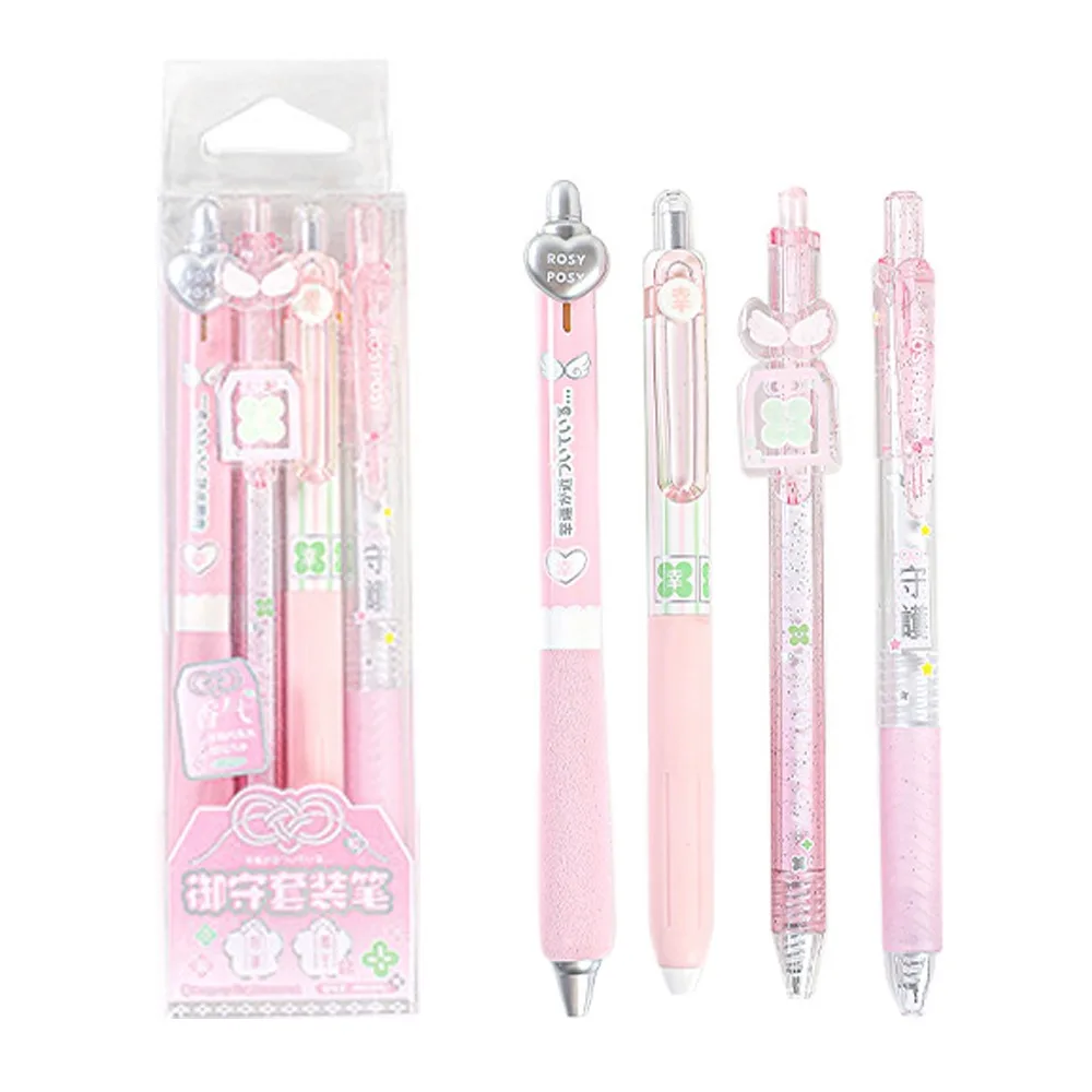 

4Pcs 0.5mm ST Nib Scented Gel Pen Black Ink Quick Drying Press Neutral Pen INS Inspired Smooth Writing
