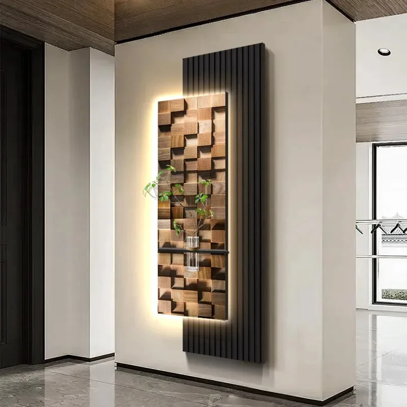 Hydroponic Green Plant Entrance Light Luxury Decoration Painting Abstract Corridor Painting High-end 3D Sandstone Wall Lamp